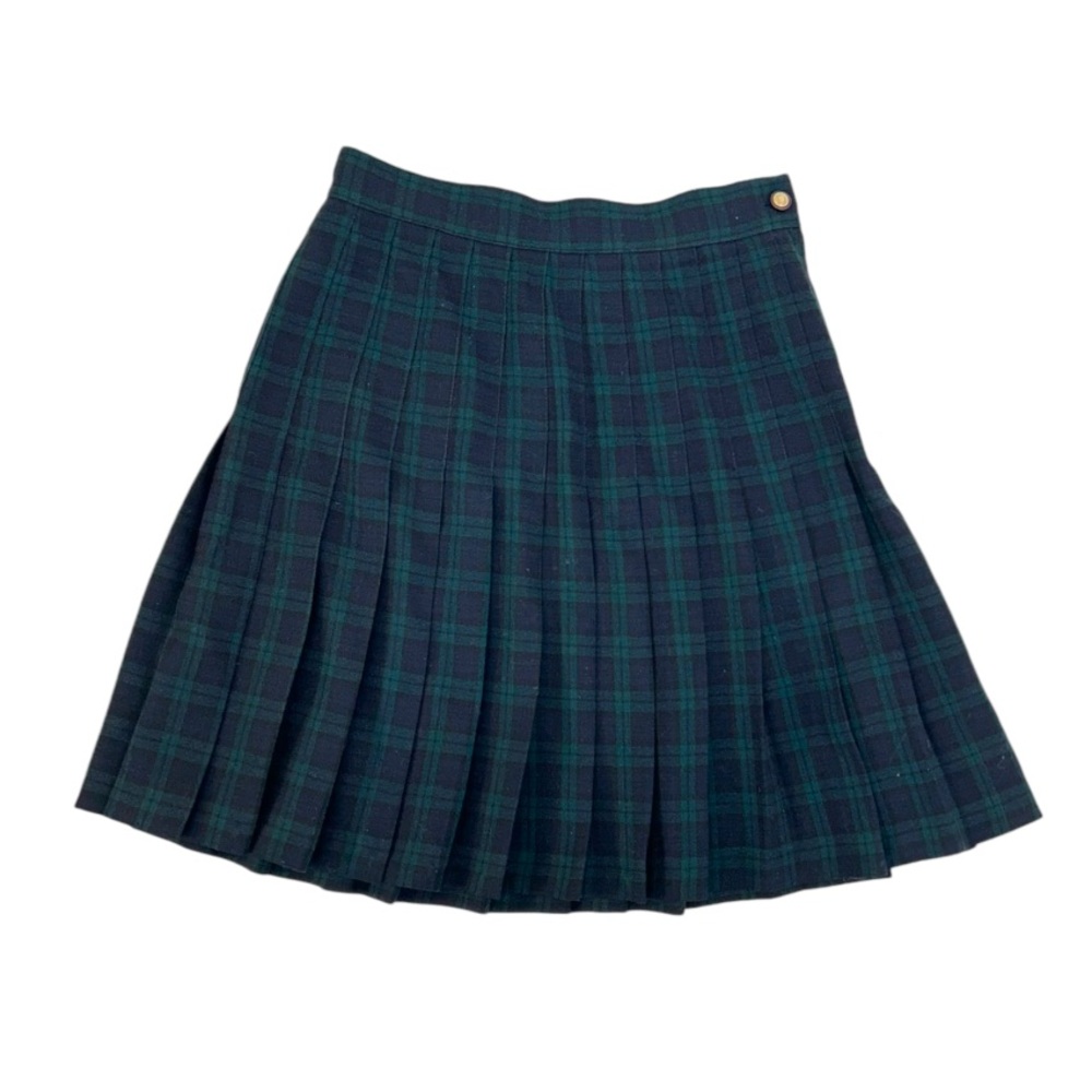 Vintage Pierre Cardin Pleated Plaid Tartan Wool Skirt